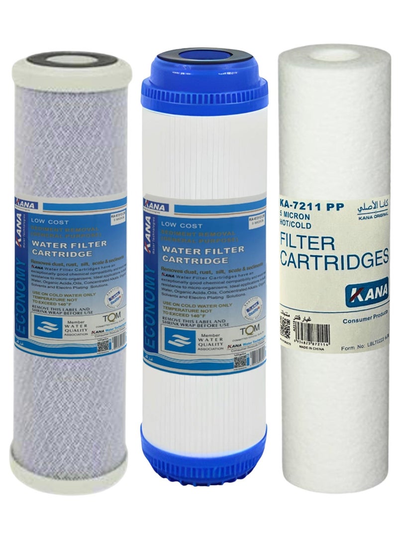 KANA 3 Stage water Filter, Whole House Water Filter,3-Stage water Filtration, Sets of High Capacity Replacement Pre-Filter Sets for Essence Series Reverse Osmosis Water Filter System Stage 1, 2&3 (2) - Image 3